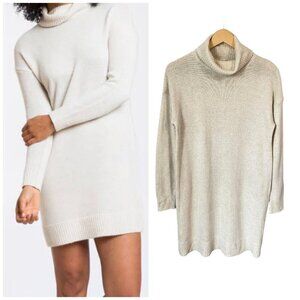 Marine Layer Womens Medium M Cream Turtleneck Sweater Dress Wool Cashmere